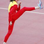 Ruth Beitia, en un entrenamiento en Londres