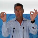 El presidente del PPC, Xavier García Albiol, durante la rueda de prensa