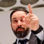 Santiago Abascal durante un desayuno organizado por el Club Siglo XXI