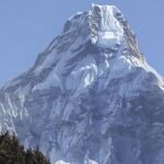Imagen del monte Everset desde campo base de Pangboche, Nepal.