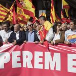 Josep Borrel, en la cabecera de la manifestación