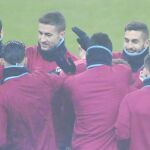 Los rojiblancos se entrenaron ayer en el Allianz Arena