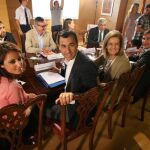 Los dirigentes del PP que forman parte del equipo que negocia con Ciudadanos Andrea Levy (i), Fernando Martínez Maillo y Fátima Báñez, durante las conversaciones.