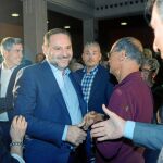 El secretario de Organización del PSOE, José Luís Ábalos, a su llegada ayer a un acto con militantes en Santander