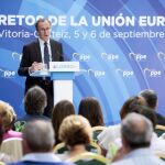 Alfonso Alonso, durante su intervención hoy en el foro "Restos de la Unión Europea del siglo XXI'.