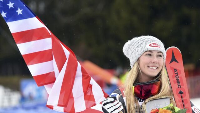 Mikaela Shiffrin durante la celebración