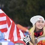 Mikaela Shiffrin durante la celebración
