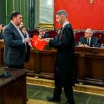 Junqueras junto a su abogado en el inicio del juicio del procés