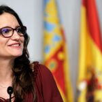 La vicepresidenta Mónica Oltra, ayer durante su comparecencia tras el pleno del Consell