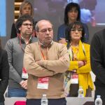 La alcaldesa de Getafe, Sara Hernández, junto a los ex regidores de Móstoles y Fuenlabrada