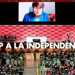 Videoconferencia del ex presidente Puigdemont ayer en la asamblea de la ANC.