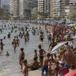 Imagen de la playa de Benidorm el pasado fin de semana