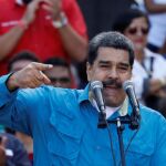 Nicolás Maduro durante un mitin ayer
