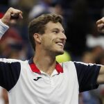 Pablo Carreno celebra su victoria ante el canadiense Shapovalov en el US Open de Tenis.