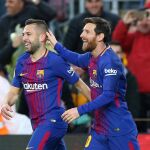 Messi celebra el primer gol con Jordi Alba REUTERS/Albert Gea