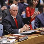 El vicepresidente de EE UU, Mike Pence, durante su intervención en el Consejo de Seguridad de la ONU