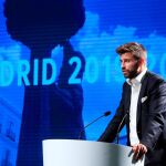 El futbolista Gerard Piqué, fundador y presidente de la empresa Kosmos, durante el acto de presentación de Madrid como sede de la Copa Davis / Foto: Efe