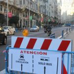 Imagen de los cortes en Gran Vía la pasada Navidad. Alberto R. Roldan