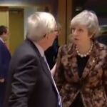 Theresa May y Jean-Claude Juncker durante el encontronazo