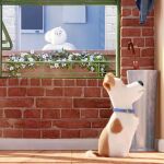 Una larga espera. El terrier Max aguarda en la puerta el regreso de su dueña, Katie, durante un momento de la cinta