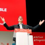Sánchez lanzó ayer la precampaña a las europeas en Madrid arropado por Corbyn y los líderes socialistas de Portugal y Suecia / Efe