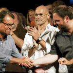 En la imagen Artur Mas, Raül Romeva y Oriol Junqueras en una imagen de la campaña catalana