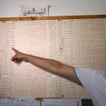 EL presidente de la Comunidad Annour de Ripoll, ,Ali Yassine, señala el nombre de Younes Abouyaaqoub en un panel con las aportaciones a la mezquita