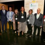 El presidente de la Diputación, Julio Carnero; el presidente de la Federación Regional de Municipios y Provincias, Alfonso Polanco; el presidente de la Diputación de Albacete, Santiago Cabañero; la alcaldesa de Aguilar, María José Ortega; la presidenta de la Diputación, Ángeles Armisén; la presidenta de la Diputación de Caceres, Rosario Cordero;el presidente de la Diputación de Huesca, Miguel Gracia; y la vicepresidenta de la Diputación de Huesca, Elisa Sancho