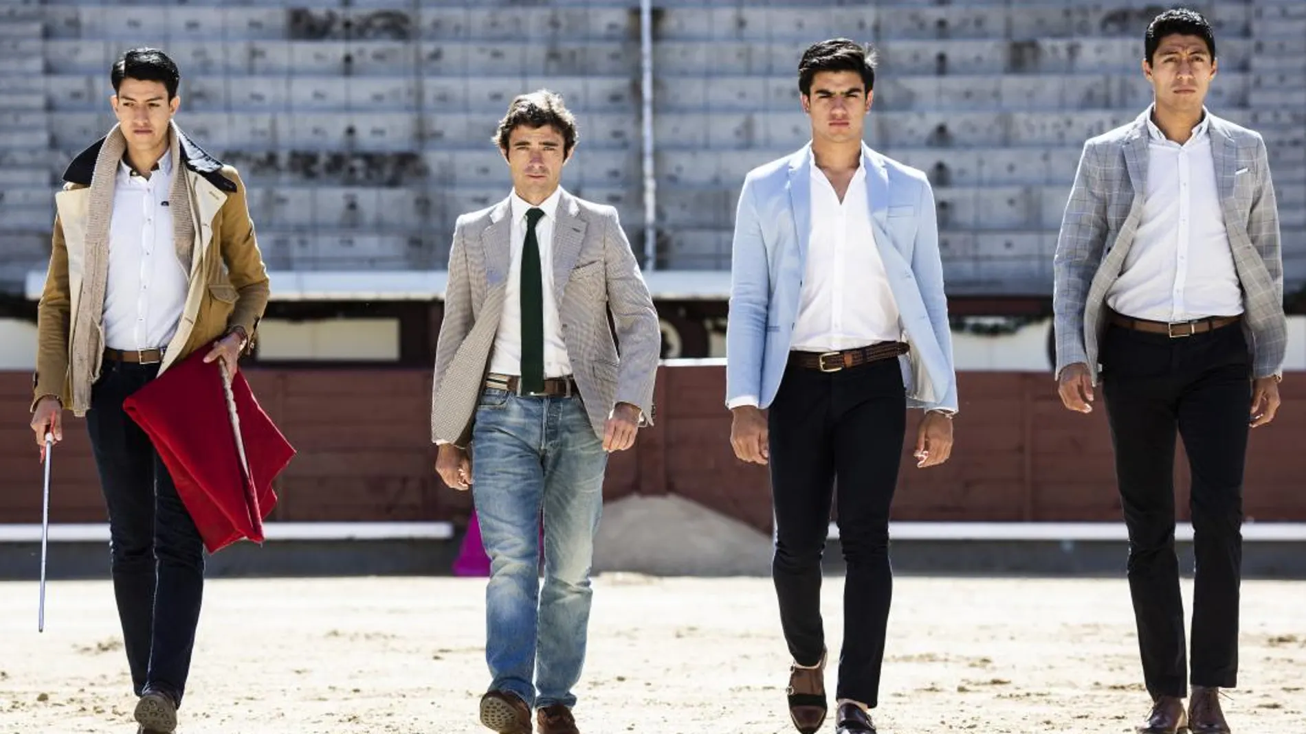 Fernando Robleño, Colombo, Sergio Flores y David Garzón, en Las Ventas, días antes de su cita con ella en la Feria de San Isidro