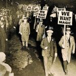 Manifestaciones en los años 40, poco después del fin de la II Guerra Mundial, en que se pedía el regreso de la fuerza de la palabra mágica