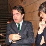 Bermúdez de Castro conversa con la delegada del Gobierno de España en Castilla y León, María José Salgueiro; y el alcalde de Soria, Carlos Martínez