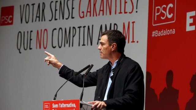 Pedro Sánchez, durante un acto en Badalona