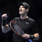 El tenista británico Andy Murray celebra su victoria ante el japonés Kei Nishikori