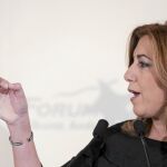La presidenta andaluza, Susana Díaz, durante su intervención hace cinco días en un desayuno informativo en Sevilla
