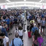 Imagen del colapso en un aeropuerto
