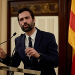 El presidente del Parlament, Roger Torrent (ERC), durante su comparecencia