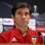 Marcelino durante la rueda de prensa previa al partido de ida de semifinales