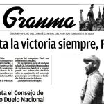 Portada de la segunda edición del 26 de noviembre de Granma, tras la muerte de Fidel Castro