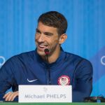 Michael Phelps durante la rueda de prensa