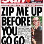 En la imagen, el periódico «The Sun» informa del incidente sexual de Michael en unos baños públicos con un juego de palabras sobre «subir la cremallera»