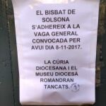 El obispo de Solsona, de huelga