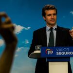 Pablo Casado, durante su comparecencia tras el Comité Ejecutivo Nacional del PP. Foto: Alberto R. Roldan
