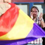 Iglesias, durante el mitin de Podemos en Barcelona el pasado sábado