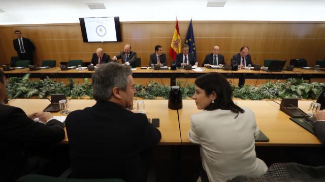 Juan Ignacio Zoido y el secretario de Estado de Seguridad, José Antonio Nieto presiden la reunión del pacto antiyihadista. En la imagen, en primer término, la diputada socialista Adriana Lastra (d). EFE/Javier Lizón