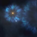 Imagen artística de la explosión de las primeras estrellas masivas que se formaron en la Vía Láctea