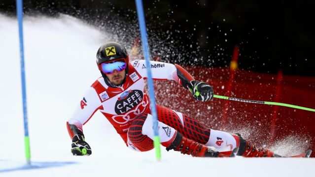 Marcel Hirscher durante el Slalom Gigante celebrado en Alta Badia