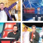 De izda. a dcha. y de arriba a abajo, «Telepasión» (La 1), «Got talent» (Telecinco), «La voz» (Antena 3) y «Cachitos a hierro y cromo» (La 2)