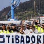 Los estibadores durante la huelga de 2017/Foto: Efe