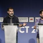 El presidente de la ANC, Jordi Sánchez y el de Omnium Cultural, Jordi Cuixart,