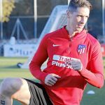 Fernando Torres, en el entrenamiento de ayer